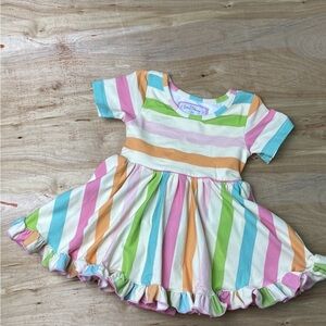Sweet Honey Pastel Stripes Ruffle Twirl Dress Size 18 Months